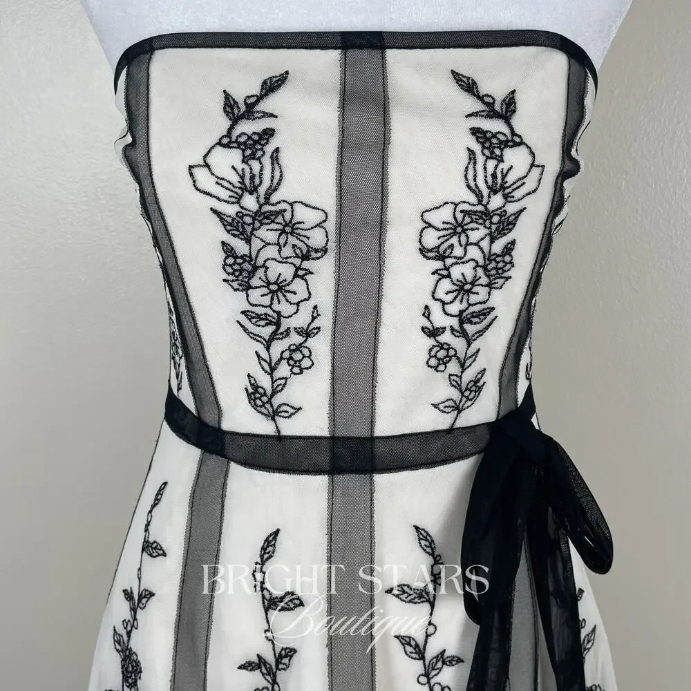 Rare Black and White Lace Strapless Dress ASO Charmed Piper Phoebe Halliwell - Picture 8 of 11
